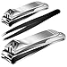 Nail Clippers Set Fingernail and Toenail Clipper Cutter,SNCTG 2 PCS Sharp Zinc Alloy Stainless Steel Trimmers Set for Men and Women Thick Nails and 1 PCS Slant Eyebrow Tweezers (Naill clipper)