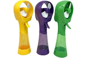SEITG 3 Pack Elite Battery Powered Handheld Water Misting Fans Personal Outdoor Cooling Fan (Yellow/Purple/Green)