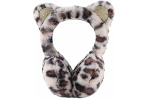 Peecabe Winter Kids Earmuffs Warm Girl Ear Muffs For Toddler Kid Children Earmuff with Cat Ears Girls Ear Warmer (Leopard)