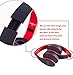 BestGot Headphones with Microphone Volume Control for Cellphones Smartphones iphone Laptop Computer Mp3/4 With Transport Waterproof Bag for kids/girls (Black/Red)