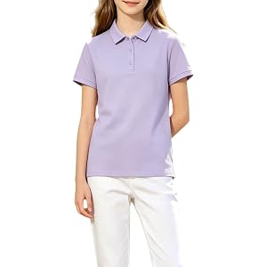 ZVYTBKI School Shirts for Girls Polo Shirt with Collared Short Sleeve Uniform Tops Summer Casual Cooling Kids Clothes