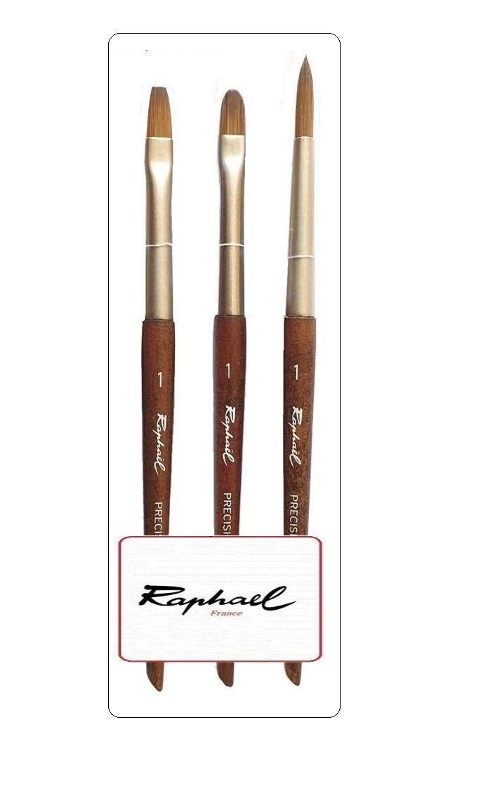 Raphael Watercolor Travel Brush 3 Assorted.imitation marten.Raphael Precision.Mini Brush. serie 85046.NO° 1.serie 89406. NO° 1. serie 85346 NO°1 France (France Import)