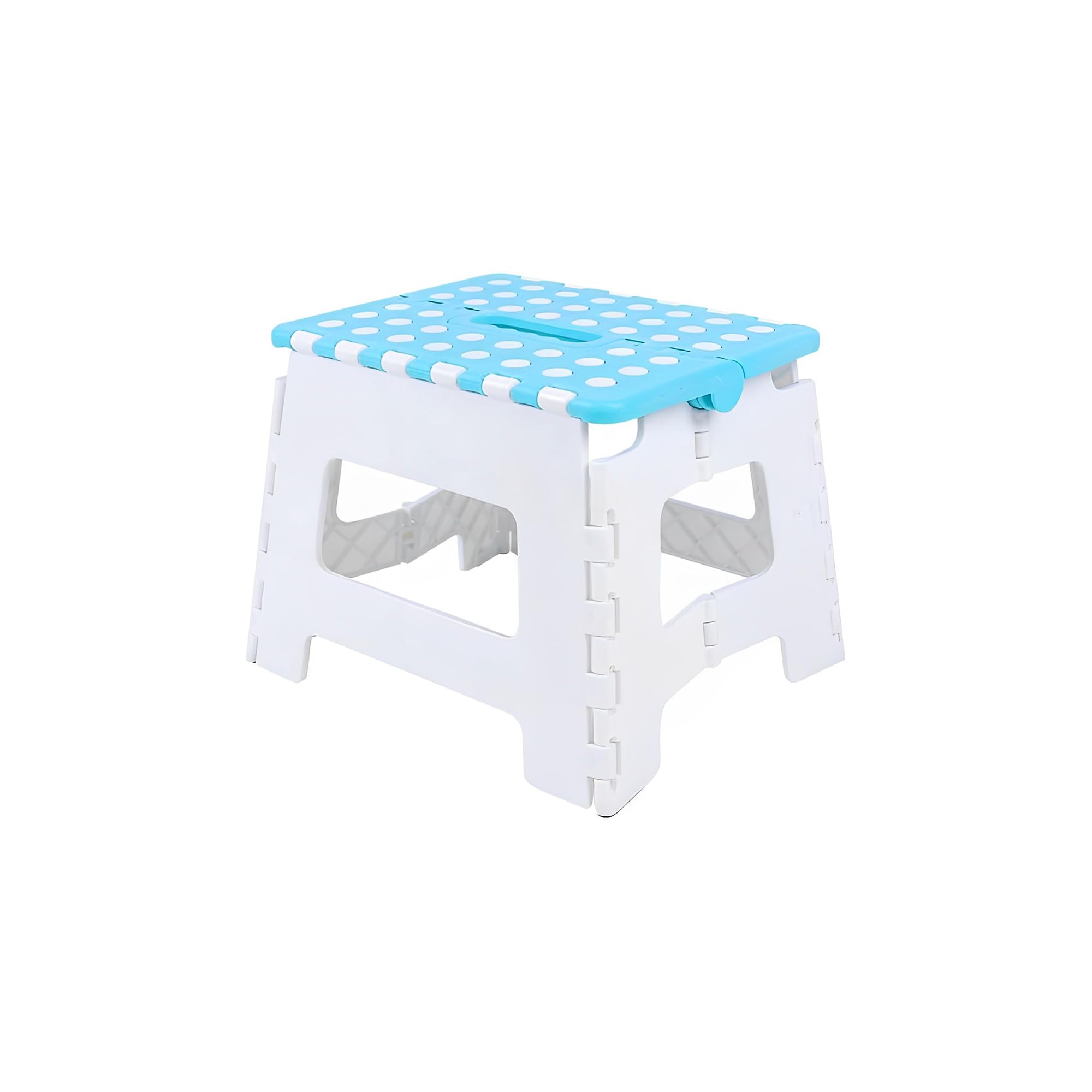 Sterun Folding Step Stool With Carry Handle & Anti Skid Footpad For Kids & Adults | Foldable Step Stool | 9 Inch, Blue/White