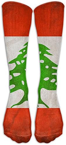 HUE Lebanese Flag Men Women Novelty Long Socks Cotton Socks Multicolored Pattern Stockings
