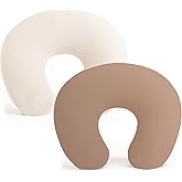 Konssy 2 Pack Nursing Pillow Covers, Stretchy and Soft Nursing Cover for Breastfeeding, Pillow Slipcover for Baby Girls and Boys Newborn (Beige, Brown)
