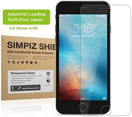iPhone 6/6S Screen Protector, Simpiz Shield Crystal Clear Ultra Thin Touchscreen Accuracy Hard 9H Tempered Glass Screen Cover for iPhone 6 and iPhone 6S