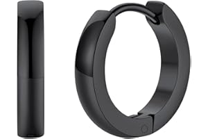 FaithHeart Stainless Steel Black/Silver/Gold Hoop Earrings for Men - Hypoallergenic Small Huggie Hoop Earrings Lightweight Sleeper Earrings Waterproof Cartilage Piercing Jewelry Gift 7-16mm