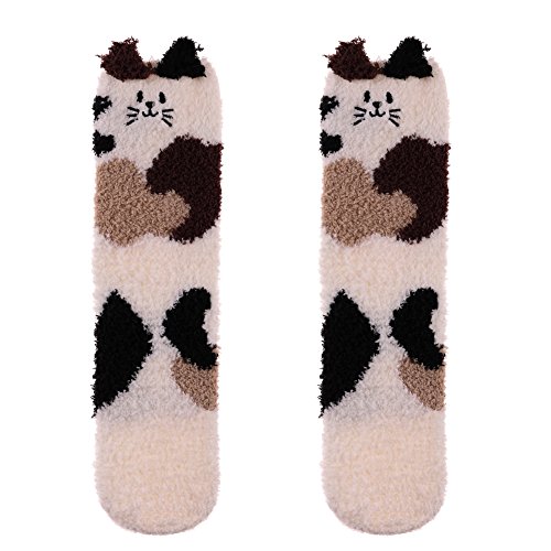 LANLEO Women's Fuzzy Cute Animal Winter Slipper Socks Super Soft Warm Home Sleeping Socks 1 Pairs (Cat) - Thumbnail 7
