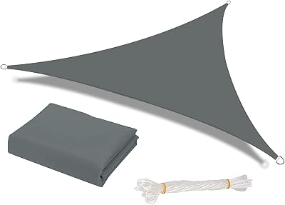HEYOMART 2x2x2m Triangle Sun Shade Sail Waterproof Grey with Rope
