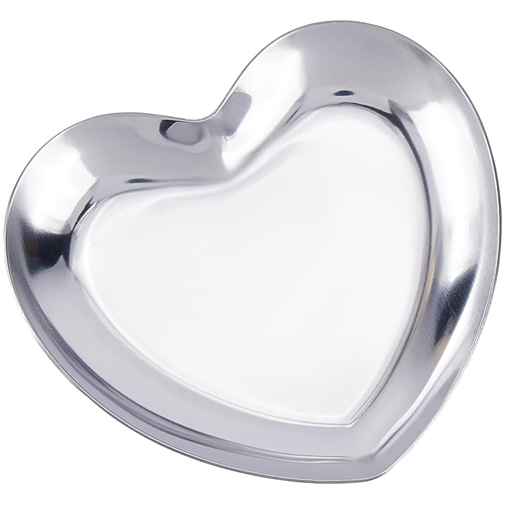 CREATCABIN 2Pcs Heart Shape Jewelry Dish Plate Stainless Steel Decorative Storage Tray Metal Organizer for Bathroom Vanity Countertops Cosmetics Outdoor Camping Snack Salad Plate 3.4x3.6in