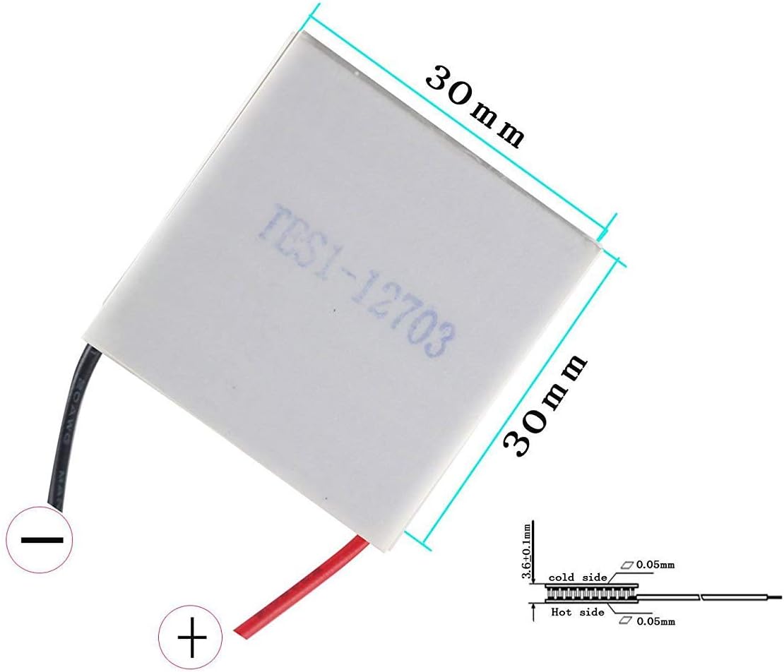 Elepartpro TES1-12703 DC 12V 3A Semiconductor Cooling Mat Computer Cooler Thermoelectric Cooler Heatsink Cooling Build Generator Cooling Peltier Plate Module (30 30mm)
