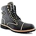 Polar Fox Brady MPX508571 Mens Casual Classic Combat Fur Lined High-Top Motorcycle Boots – Black, Size 10.5