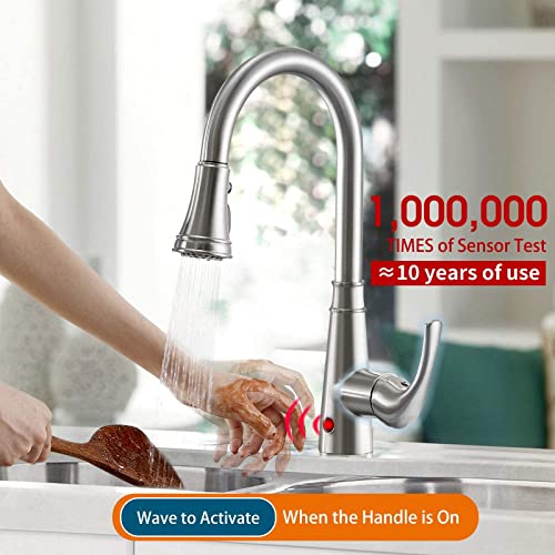 Touchless Kitchen Faucet Cobbe Brushed Nickel Kitchen Faucet with Pull