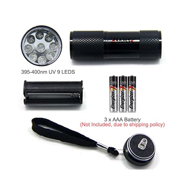 SAMS-Fly-Tying-UV-Cure-Light-and-Glue-Syringe-Coating-Tools-Kits-Flashlight-with-395-400-nm-9-Leds-Ultra-Violet