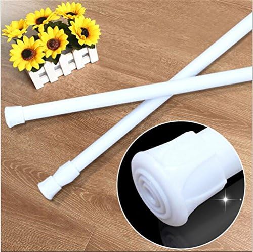 avesplit Spring Tension Curtain Rod 1 pcs stretchable No need screw tool Single Rods Max Load bearing 4LB (41"-74"white)