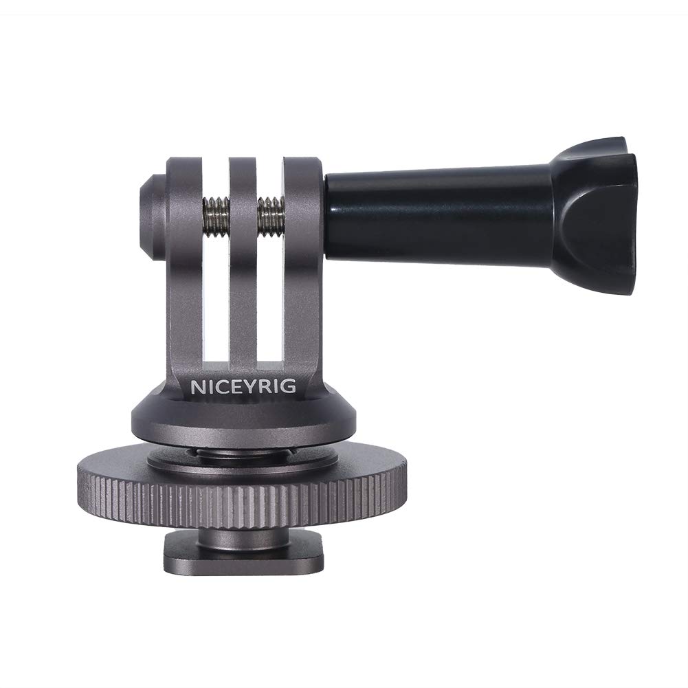 NICEYRIG Tripod Mount Applicable for Hero 9/8/7/6, AKASO Brave 7/6/4 V50X V50 Pro, DJI Osmo Action, Bracket with 1/4 Thread Cold Shoe Mount Applicable for Selfie Stick Monopod Mirrorless Camera - 434