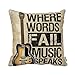 decorbox Where Words Fall Music Speaks Quote Throw Pillow Case Vintage Cushion Cover Guitar Pillowcase Twin Sides (18x18, color12)