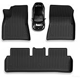 Matguardpro Tesla Model 3 Floor Mats 2023 2022 2021 2020, All-Weather TPE 2018 Tesla Model 3 Mats, Custom Fit Waterproof Model 3 2019 Liners, Interior Black