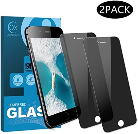 QIANXIANG 2 Pack Privacy Screen Protector Compatible with iPhone 7 or iPhone 8, 2.5D Curve Edge Full coverade Tempered Glass, Anti-Spy, Anti-Scratch, Anti-Fingerprint, 9H Hardness.
