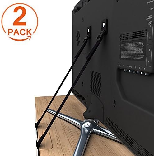 [2 Pack] Anti-Tip Furniture Straps, Canwn Adjustable Anti-Tip TV Strap 70cm Heavy Duty TV Safety Strap with Different Size Metal Screws for All Flat Screen TVs, Black