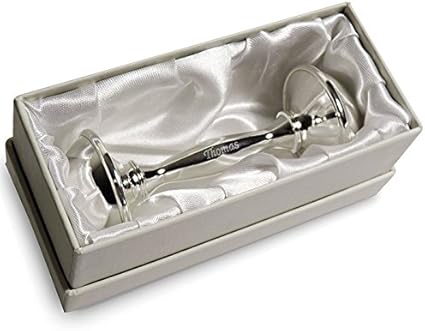 silver baby rattle engraved