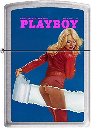 Zippo Playboy March 1975 Cover Satin Chrome Windproof Lighter NEW