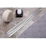 Neodrain Linear Shower Drain 36-Inch with Removable Wave Pattern Grate,Professional Brushed 304 Stainless Steel Rectangle Shower Floor Drain Manufacturer,With Leveling Feet,Hair Strainer