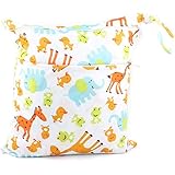 Wet Dry Bag Cloth Diaper Wet Bags Giraffe Printed Waterproof Double Infant Stroller Travel Nappy Organizer Bag Multipurpose Travel Packing Organizer Bags with 2 Zippered Pockets