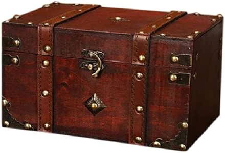 WPET Cofre del Tesoro Retro Vintage Caja de Almacenamiento de Madera