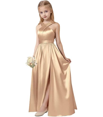 gold jr bridesmaid dresses Sevintage for Teen Girls 10-12 Satin Crew Neck A Line Ruched Elegant Aqua Maxi Formal Wedding Party Dresses 6: Clothing, Shoes & Jewelry halloween gown Perfectly suited for all Brown Striped Gothabilly Dress Color:Black Peacock