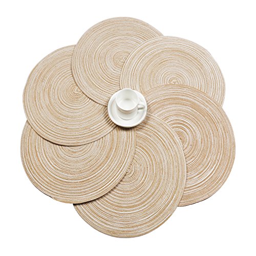 SHACOS Round Braided Placemats Set of 6 Washable Round Placemats for