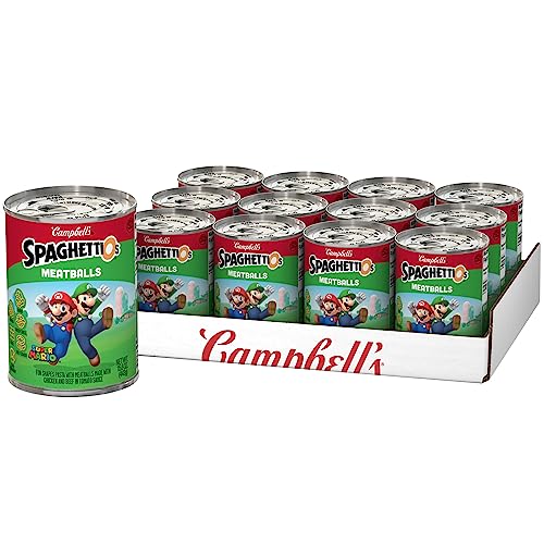 SpaghettiOs Super Mario Bros Canned Pasta with Meatballs, 15.6 oz Can