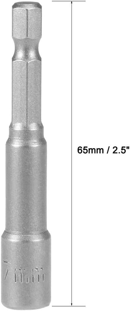 Sourcingmap 5 Pcs 1/4" Quick-Change Hex Shank 7mm Magnetic Nut Setter Driver Drill Bit, 65mm Length, Metric - Image 4