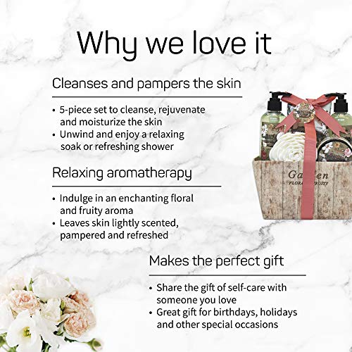 Spa Life All Natural Bath and Body Luxury Spa Gift Set Basket (Floral Fruity)