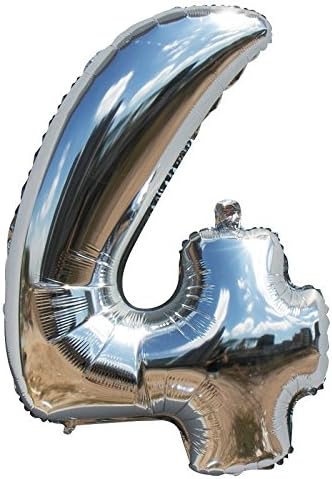 AYUTHAYA Foil Letter Number Balloons Birthday Courtship Wedding Party Decoration 16"/40" (16" # 4, Silver)