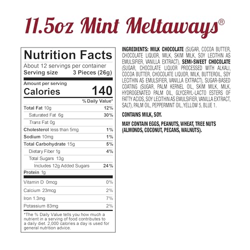 FANNIE MAY, PREMIUM MILK CHOCOLATE, MINT MELTAWAYS, HOLIDAY GIFT BOX, 14 OZ