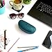 MyEyeglassCase Best Deal on Sunglasses/Eyeglasses Case | Many Colors | Medium Large | for Men & Women | Metal | Hard | Clam-shell | (AS113 Teal with Cleaning Cloth)