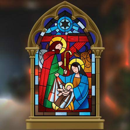 Beautiful Christmas Nativity Window Stickers - Double Sided Stained Glass Cling Nativity Scene Christmas Decoration Window Stickers for Glass - Medium