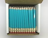 Half Pencils with Eraser - Golf, Classroom, Pew, Short, Mini - Hexagon, Sharpened, Non Toxic, #2 Pencil, Color - Light Turquoise, (Box of 144) Golf Pocket Pencils ™
