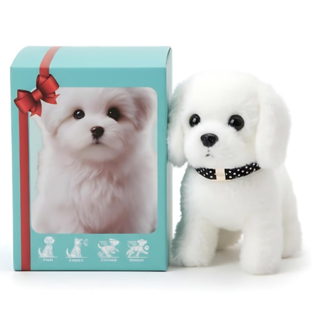 Toy Dogs for Kids Plush Brown Labrador Toy Electronic Interactive Plush Dog Toys for 1-6 Year Old Kids Simulation Pet Dog Walking Nod Barking Wagging Tail Puppy Educational Toys for Boy Girl (White) — image 1