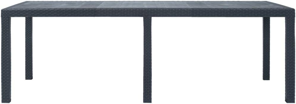Unfade Memory Patio Dining Table Plastic Rattan Look Backyard Bistro Tables Outdoor Furniture Garden Table (86.6"x35.4"x28.3", White): Kitchen & Dining