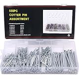 Glarks 555Pcs Heavy Duty Zinc Plated Cotter Pin Assortment Kit