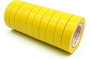 Maveek 10 Rolls PVC Electrical Tapes, Self-Adhesive Waterproof Insulation Yellow Tapes, Rated up to 600 Volts and 176 °F, 15mmx18m(0.6" x 59ft)