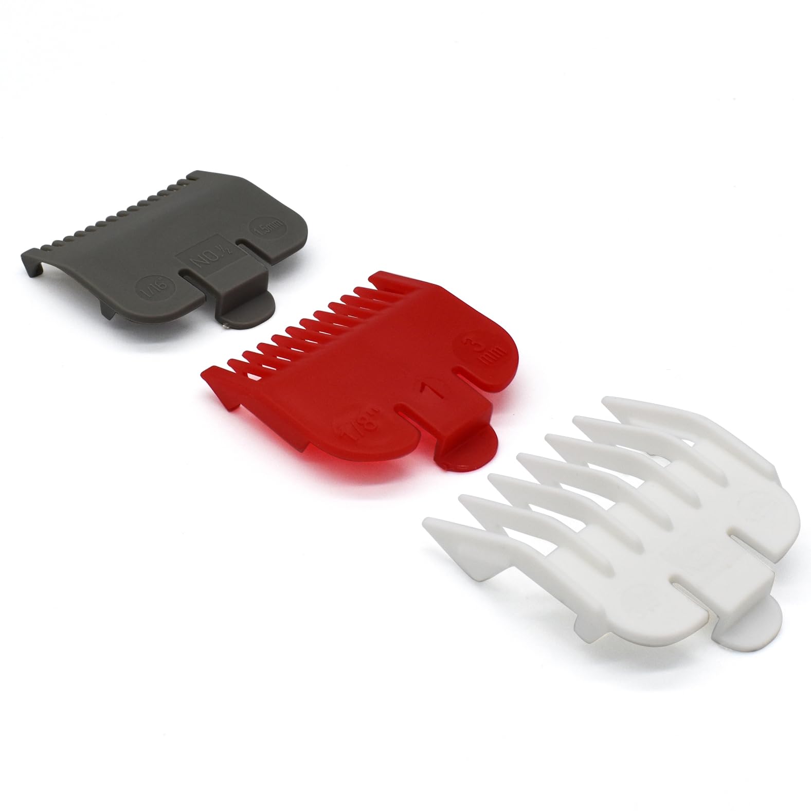 3 Pieces Professional Hair Clipper Attachment Guide Combs, Color-Coded Gurad Combs fits for Most Wahl Standard Full-Sized Hair Clippers(1.5/3/4.5mm, Gray/Red/White)