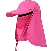 Foldable Sun Cap, Fishing Hats, UPF 50+ Protection Caps with Face Mask Neck Flap