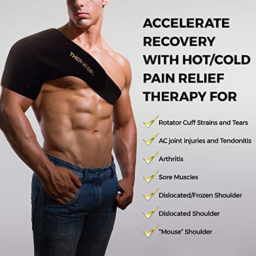 Shoulder Brace w/ Reusable Gel Ice Cold & Heat Pack For Injuries Pain