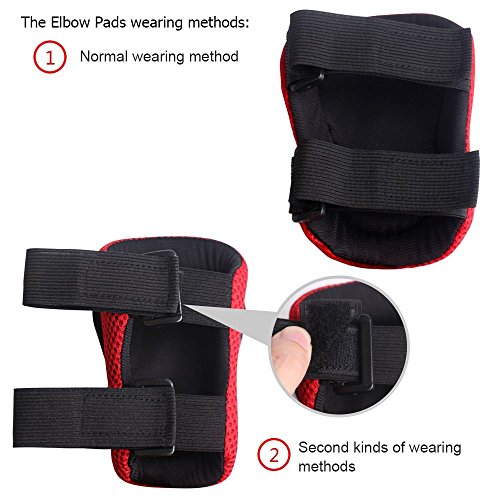 Rayhome Sports Protective Gear Skating Knee Elbow Support Pads Set outdoors Safety Protection for Scooter, Skateboard, Bicycle, Rollerblades (red)