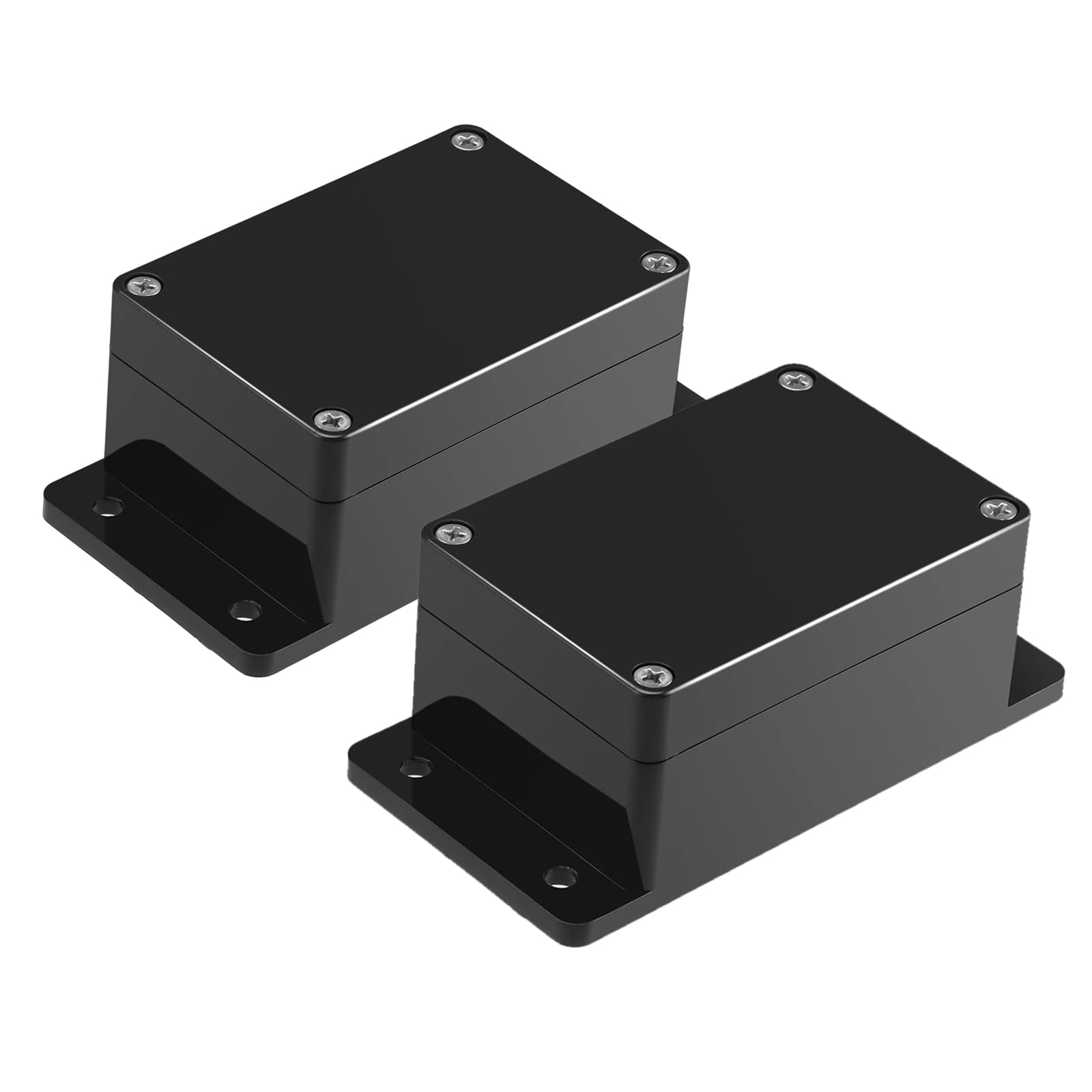 Project Boxes 2pcs with Fixed Ear Therlan DIY IP65 Waterproof Project Enclosure Box small ABS Universal Junction Electronics Boxes Black Project Dustproof Plastic Box Case Indoor Outdoor (100*68*50mm)