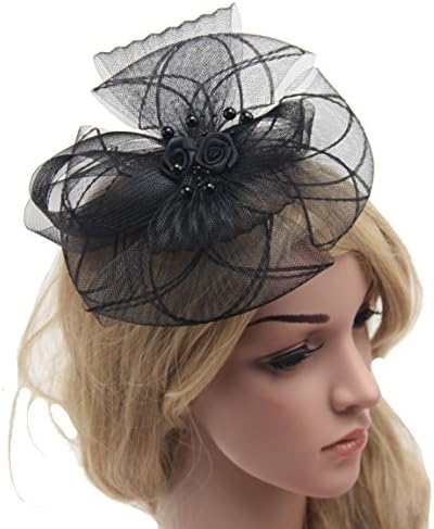 Kekefo Women's Vintage Fascinator Hat Feather Party Pillbox Cocktail Headwear
