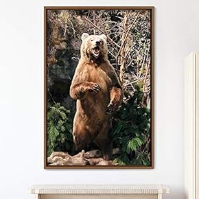 signwin Framed Canvas Wall Art Bear Animals Bear...